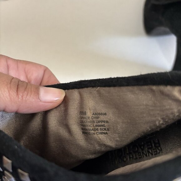 Kenneth Cole Reaction Open Toe Booties Studded Women 8 Black Leather Upper - Picture 10 of 10